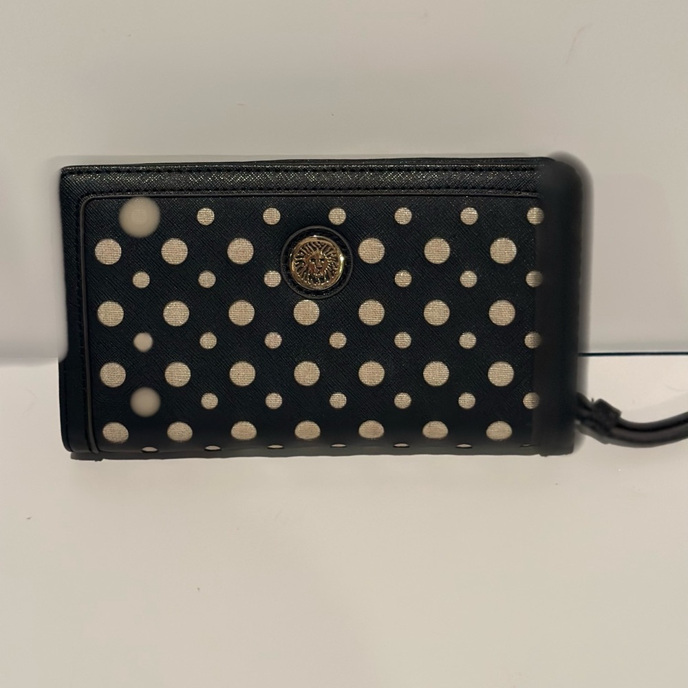Anne Klein polka dot wristlet